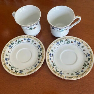 Vintage Set of 2 Truly Tasteful TLT6 Saucers & Cups Floral Berries Pattern